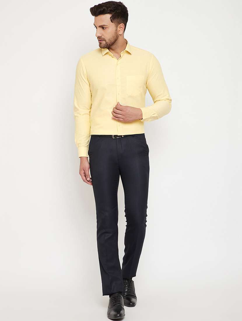 yellow solid formal shirt - 17624009 - Standard Image - 3