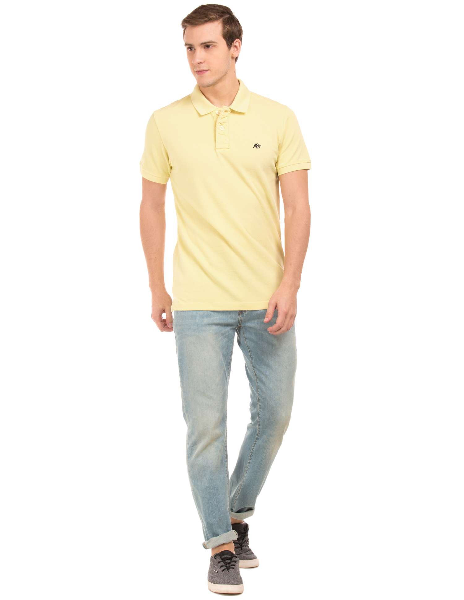 yellow solid polo t-shirt  - 17625607 -  Standard Image - 3