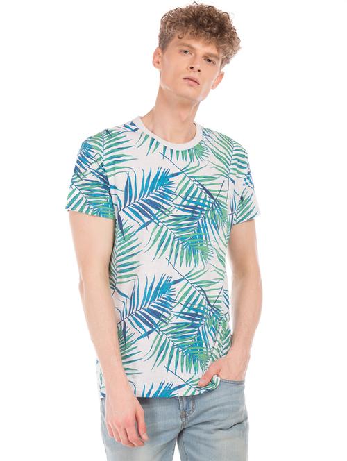 crew neck tropical print t-shirt  - 17625793 -  Standard Image - 0