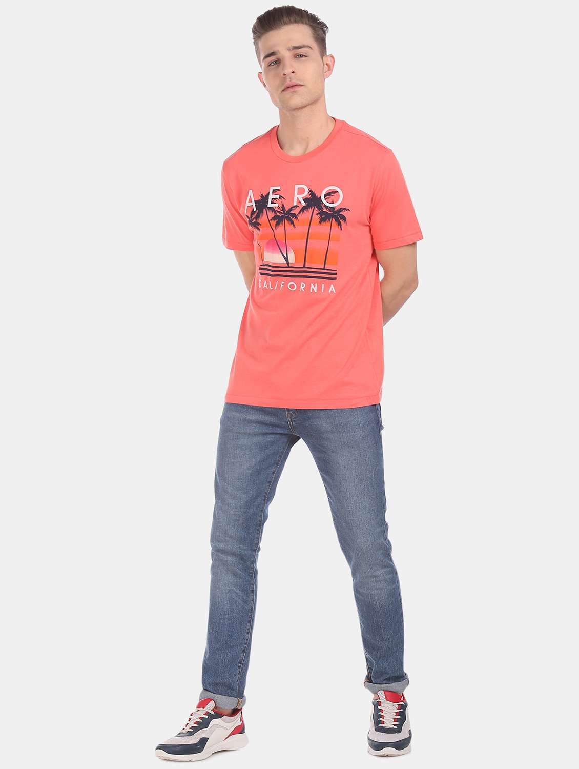 pink chest print t-shirt  - 17626216 -  Standard Image - 3