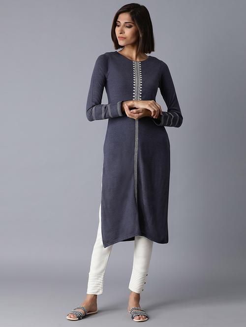 solid straight kurta - 17627395 - Standard Image - 0