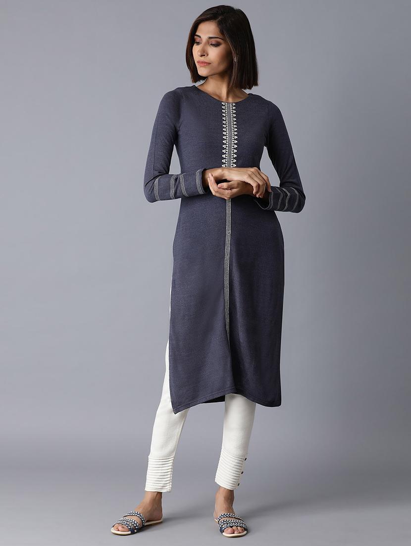 solid straight kurta - 17627395 - Zoom Image - 0