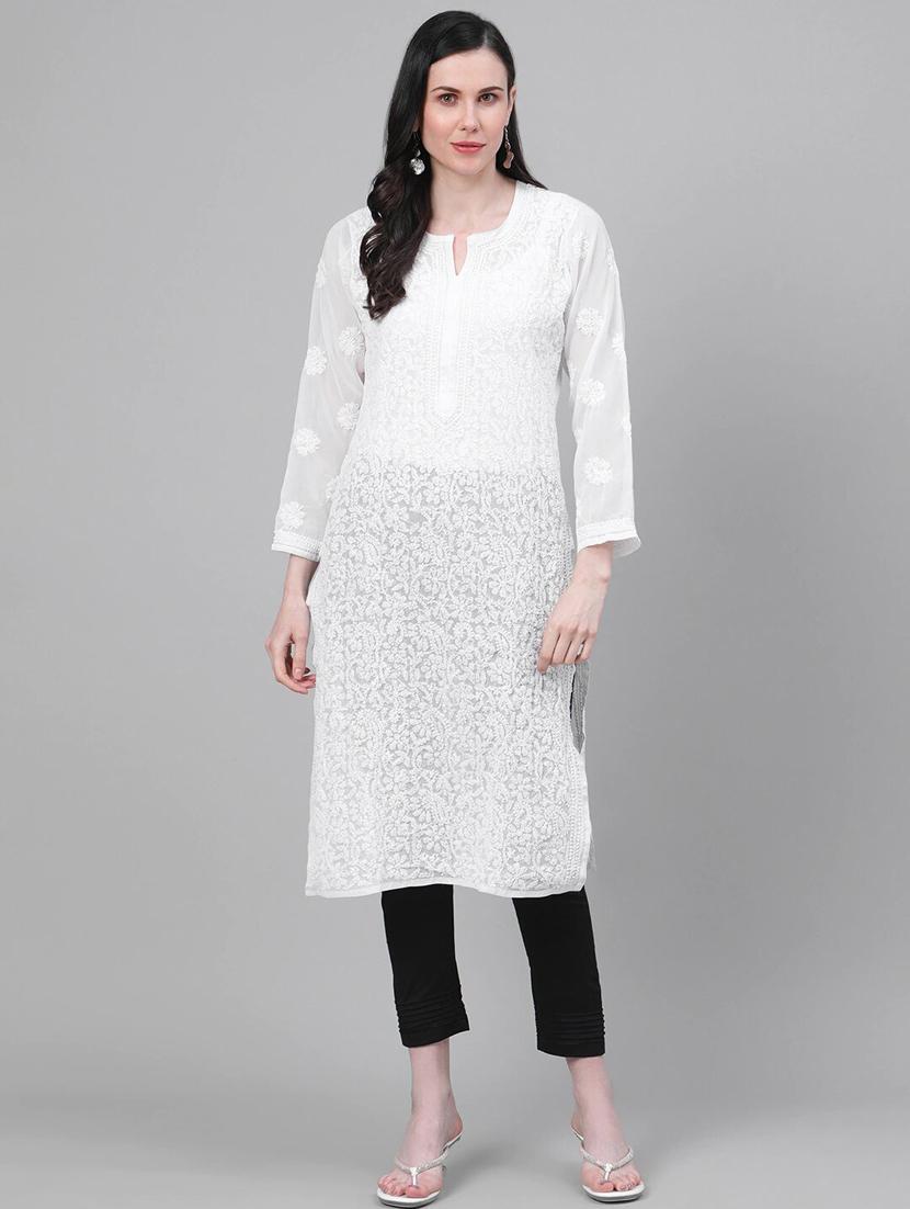 ada hand-embroidered chikankari kurta pant set - 17628002 - Zoom Image - 0