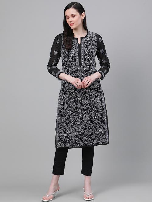 ada hand-embroidered chikankari kurta pant set - 17628003 - Standard Image - 0