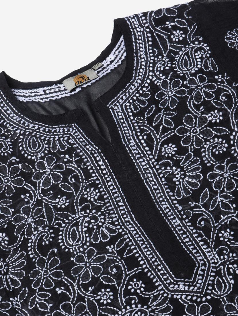 ada hand-embroidered chikankari kurta pant set - 17628003 - Standard Image - 3