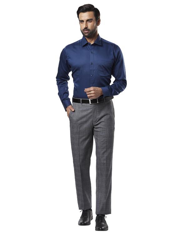 navy blue solid formal shirt - 17629137 - Standard Image - 3