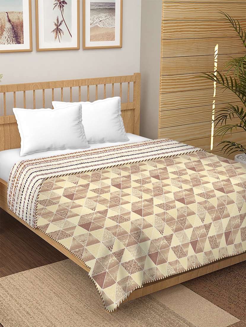 finland double dohar/ac blanket reversible cotton | size: 228x254 cm yellow colour