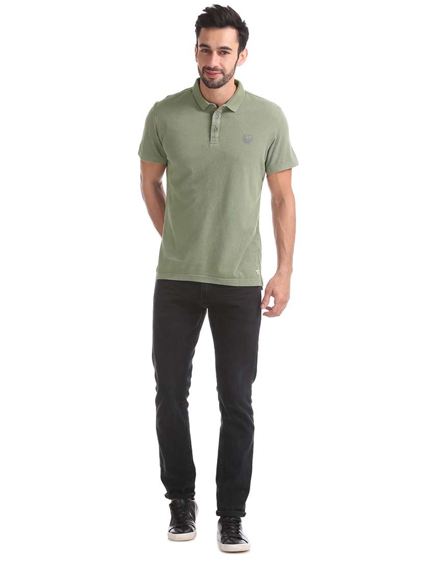 green solid polo t-shirt - 17630907 - Standard Image - 3