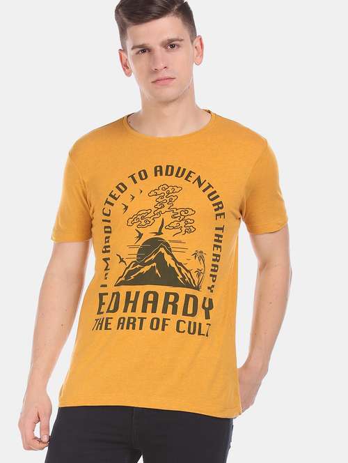 orange printed t-shirt - 17631229 - Standard Image - 0