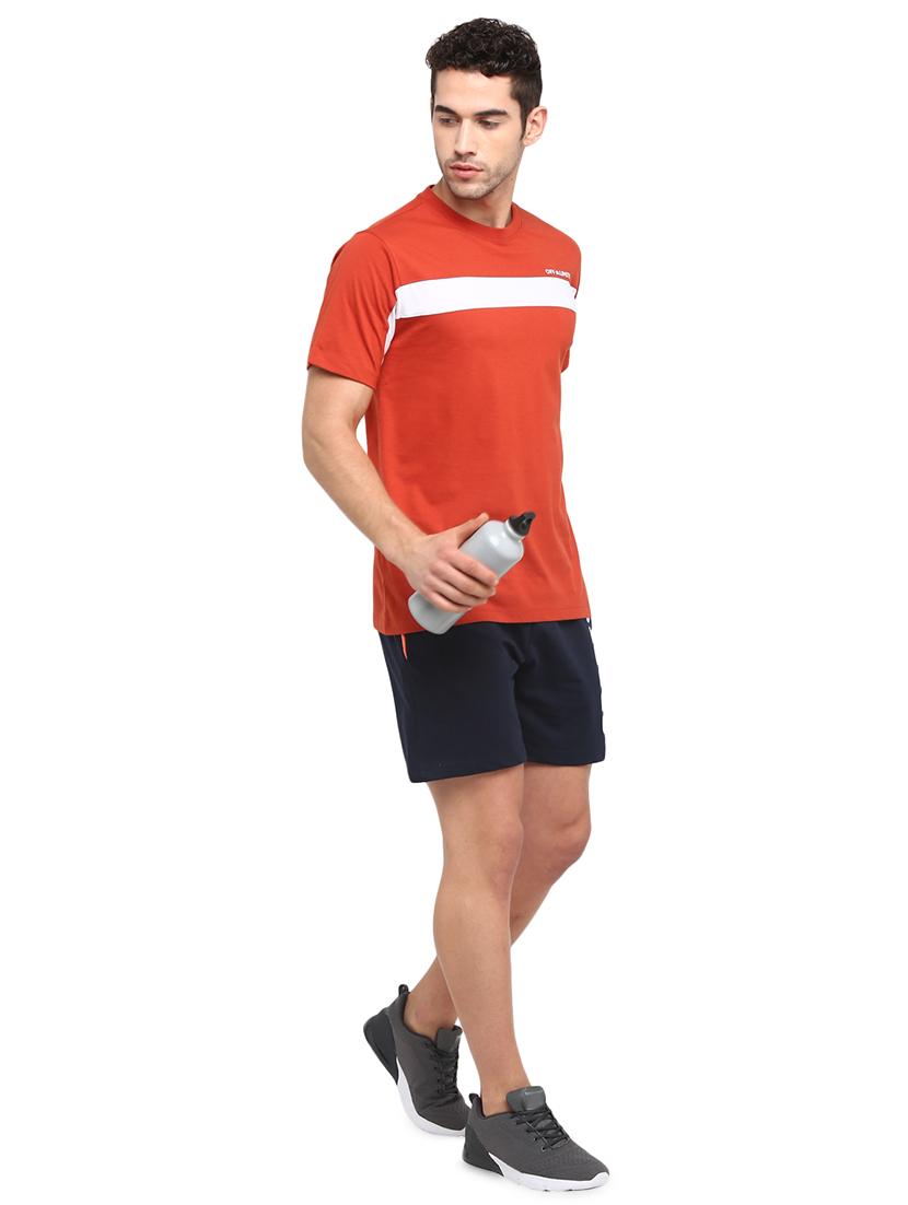 rust color block cut & sew t-shirt - 17632913 -  Standard Image - 3