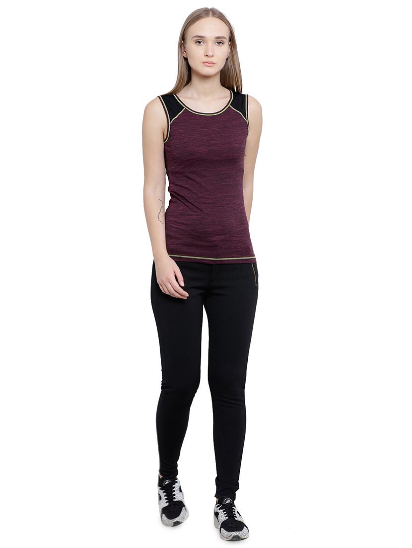 round neck melange top - 17633053 - Standard Image - 3