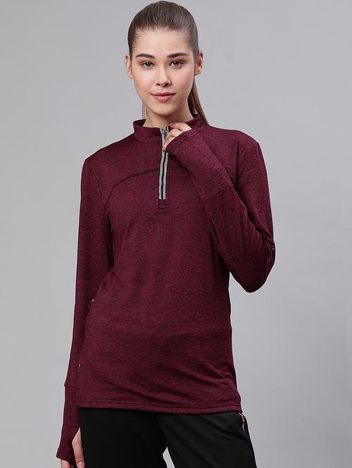 thumb hole sleeves melange top - 17633098 - Standard Image - 0