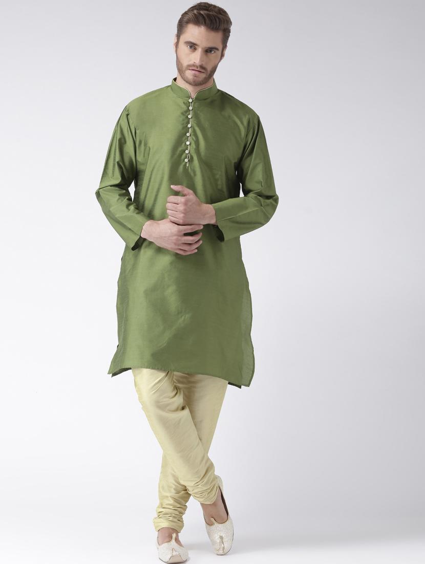 green color solid  kurta pyjama set - 17633360 -  Zoom Image - 0