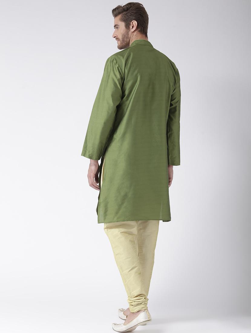 green color solid kurta pyjama set - 17633360 - Standard Image - 3