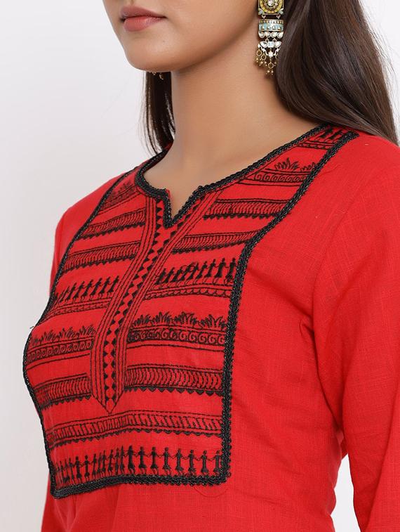 embroidered straight kurta - 17633431 - Standard Image - 3