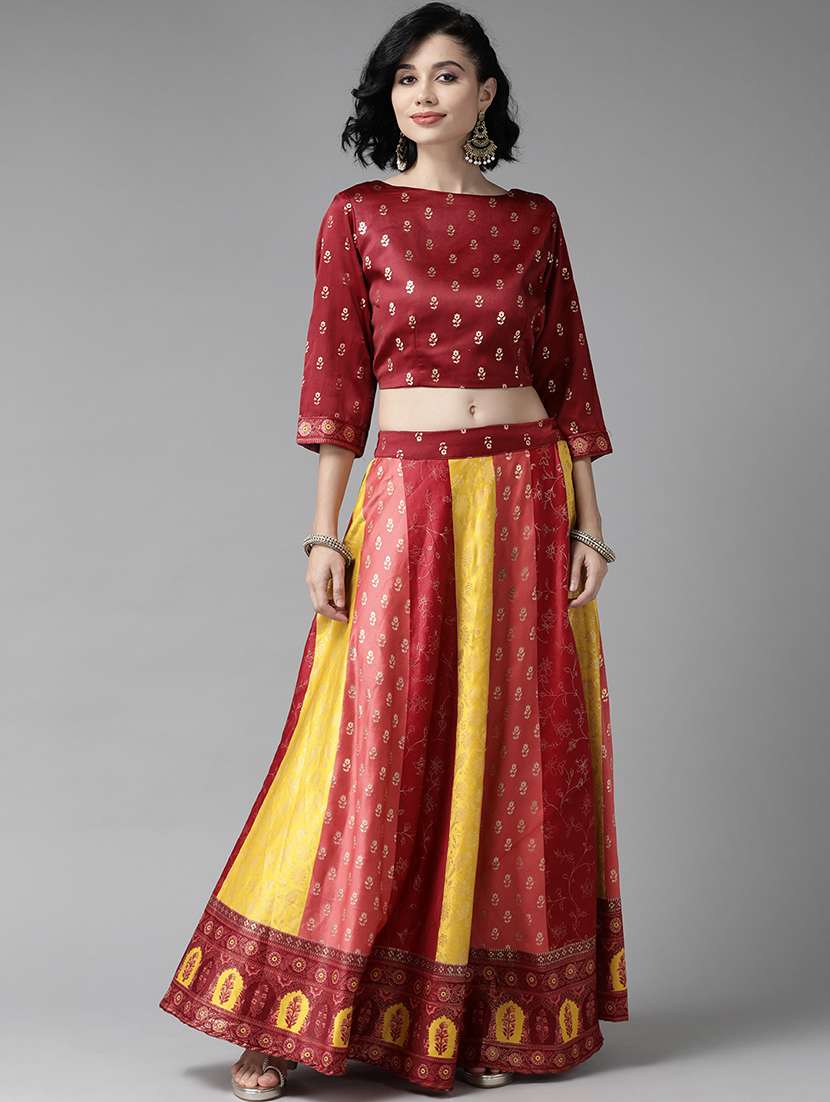 blue cotton flared lehenga