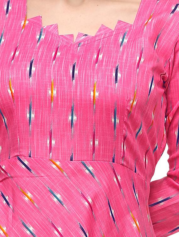 pink rayon aline ethnic dress - 17633704 - Standard Image - 3