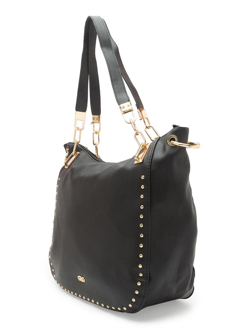 black leatherette (pu) handbag - 17633748 - Standard Image - 3