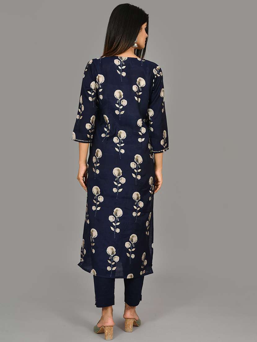 blue modal kurta pant  set - 17633856 -  Standard Image - 3