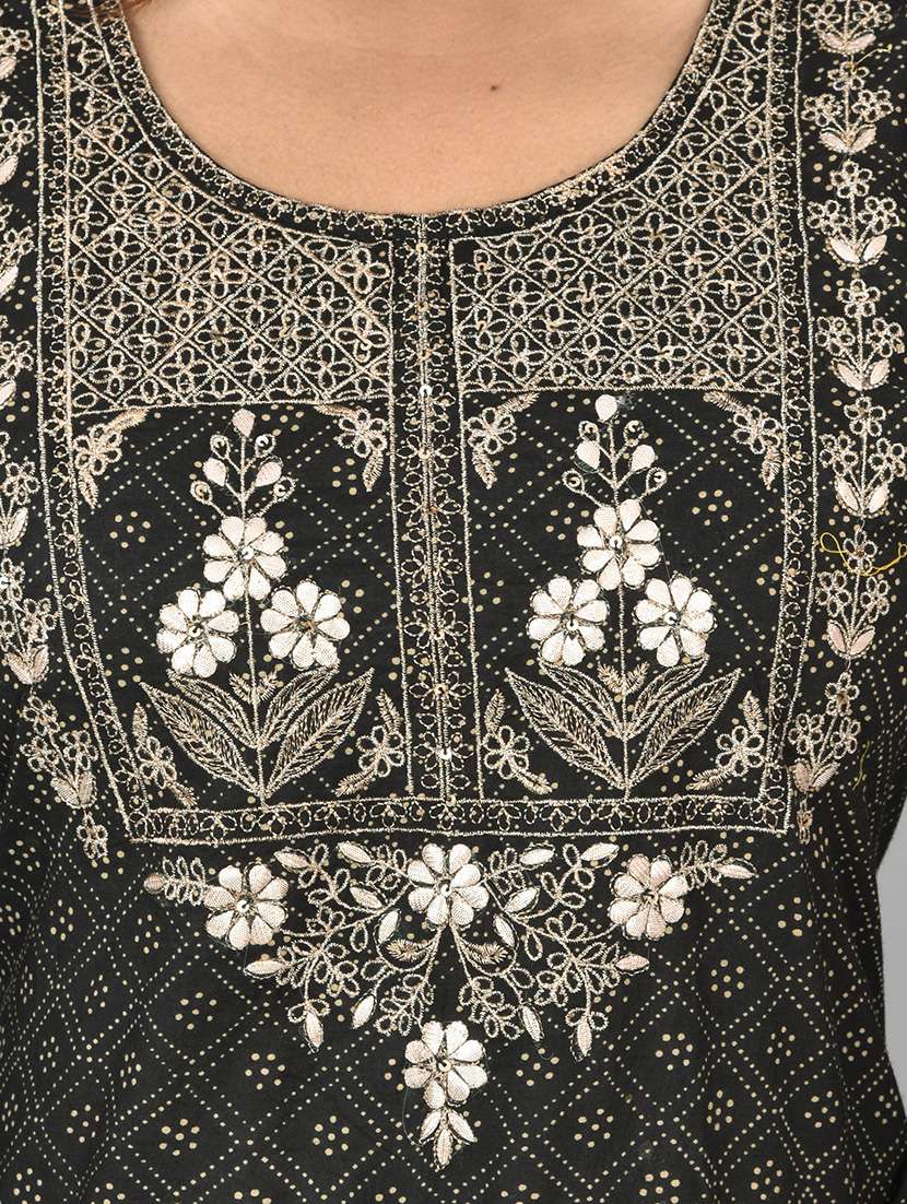 black cotton kurta sharara  set - 17633861 -  Standard Image - 5