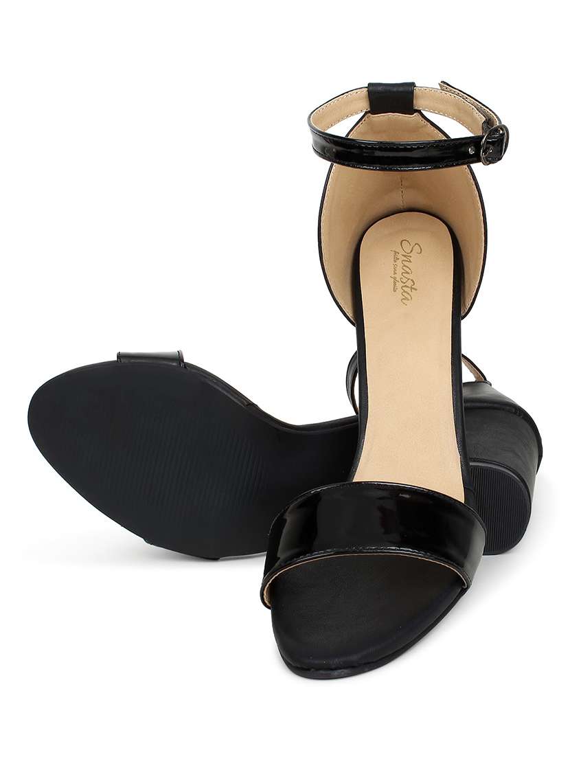 black patent leather closed back sandals - 17636410 -  Standard Image - 3