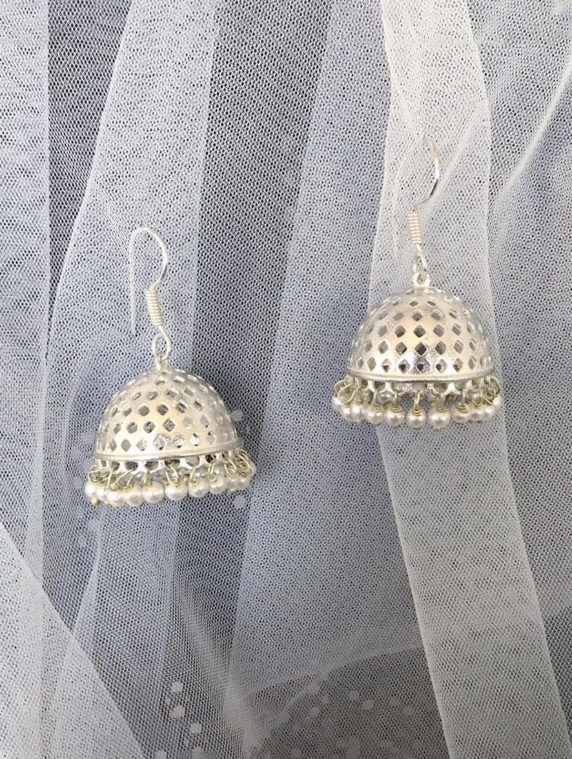 silver plated jhumka earring - 17637496 -  Zoom Image - 0