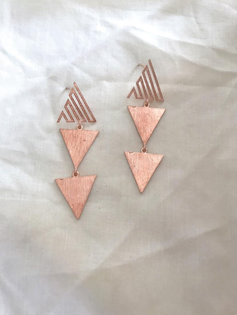 pink brass drop earring - 17637513 -  Zoom Image - 0