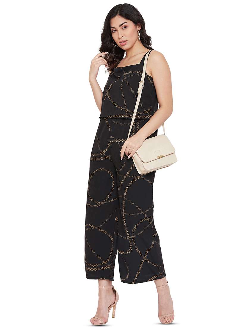 shoulder strap printed full leg jumpsuit - 17639970 - Standard Image - 3