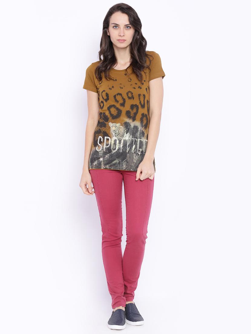 women's front print round neck t-shirt - 17640199 - Standard Image - 3