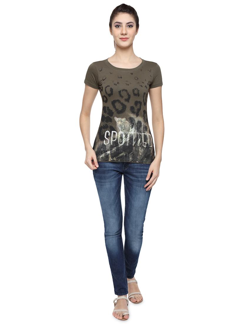 women's front print round neck t-shirt - 17640200 - Standard Image - 3