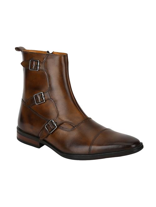 tan leather high ankle boots - 17641255 - Standard Image - 0
