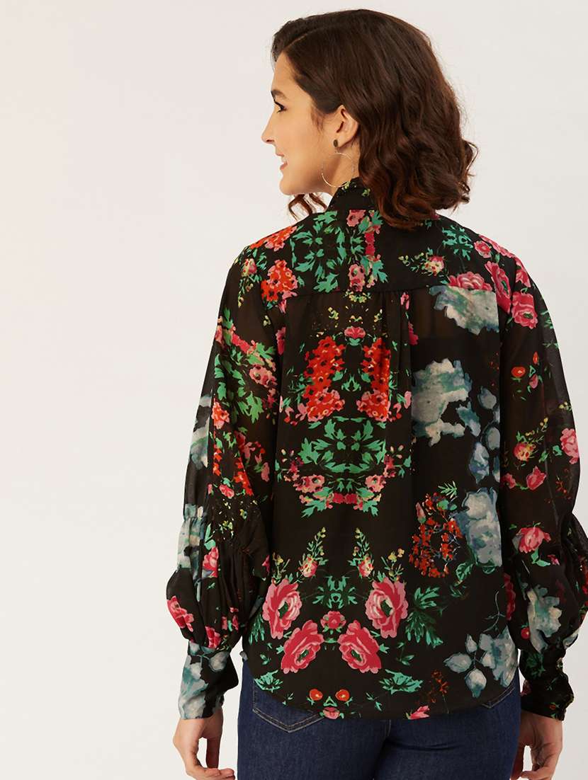 tie up neck floral top - 17642113 - Standard Image - 3