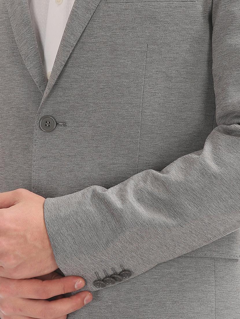 grey self design single breasted formal blazer - 17644509 - Standard Image - 5