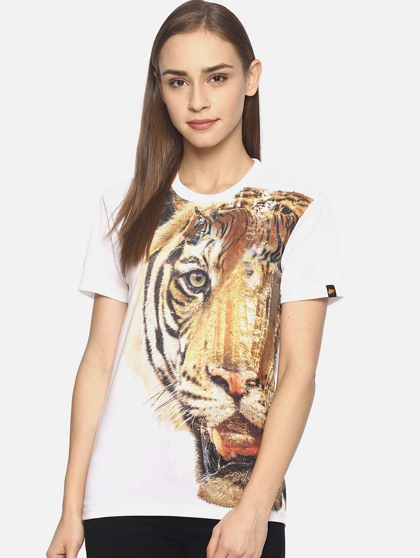 women's front print round neck t-shirt - 17645342 - Zoom Image - 0