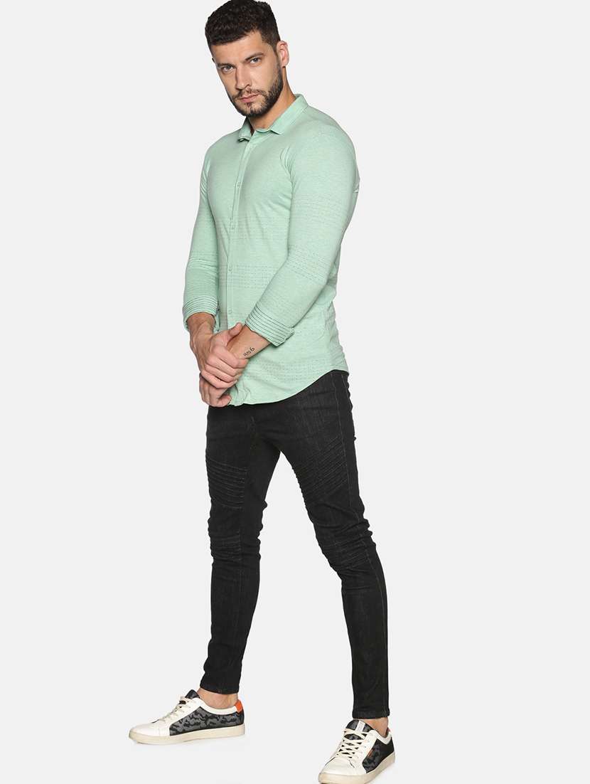 mens self design casual shirt - 17646770 - Standard Image - 3