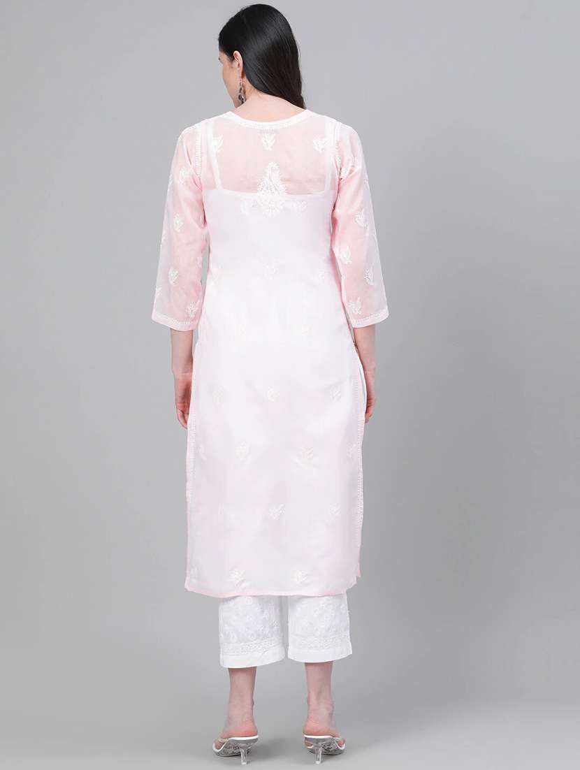 ada hand-embroidered chikankari kurta pant set - 17646866 -  Standard Image - 3