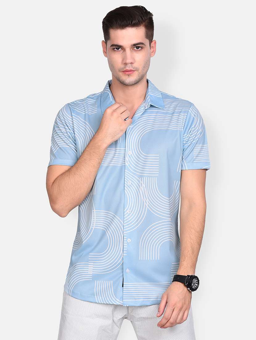 light blue printed casual shirt - 17646873 - Zoom Image - 0