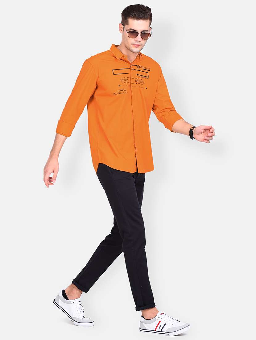 orange printed casual shirt - 17646880 - Standard Image - 3