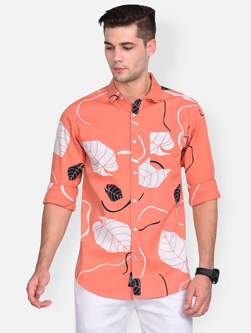 orange printed casual shirt - 17646885 - Zoom Image - 0