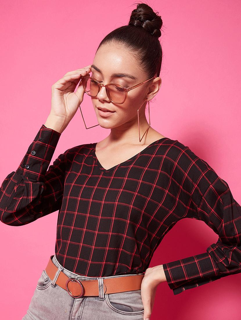 bishop sleeves checkered top  - 17647264 -  Standard Image - 3