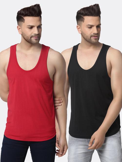 set of 2 multi colored solid vest - 17649240 - Standard Image - 0