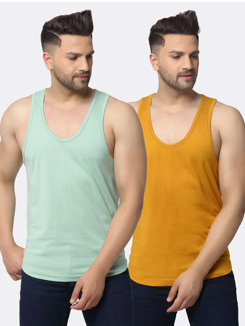 set of 2 multi colored solid vest