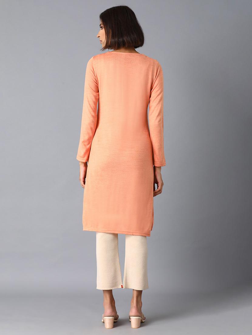 jacquard straight kurta - 17649459 - Standard Image - 3