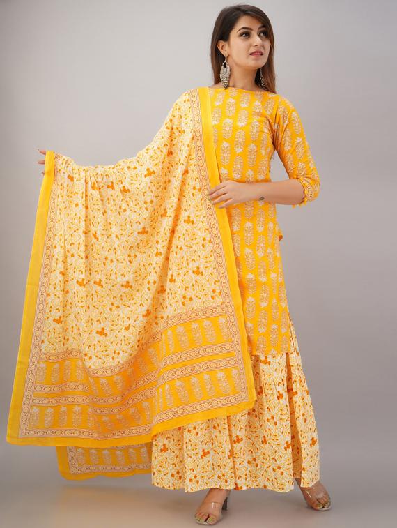 floral kurta sharara set - 17649785 -  Zoom Image - 0