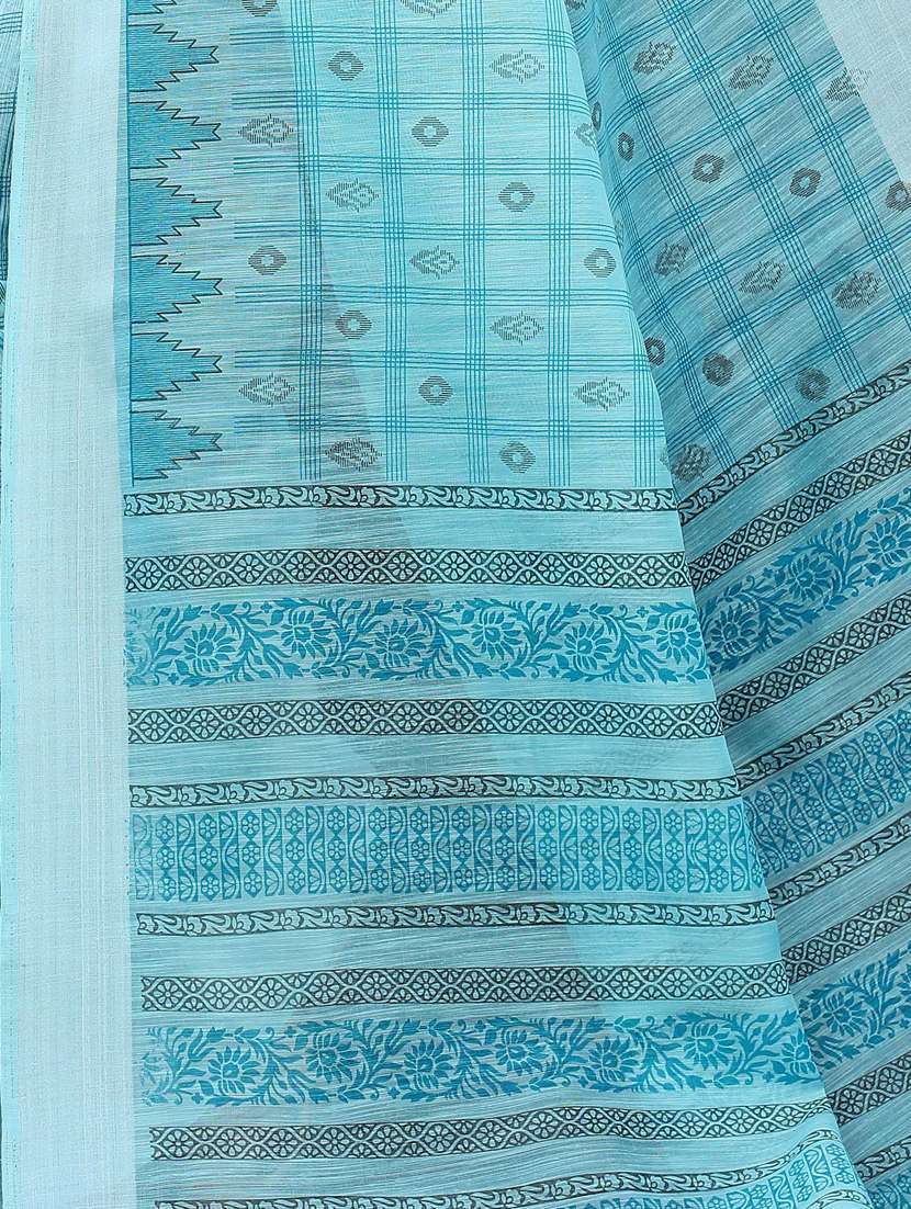 check printed saree with blouse - 17650112 -  Standard Image - 3