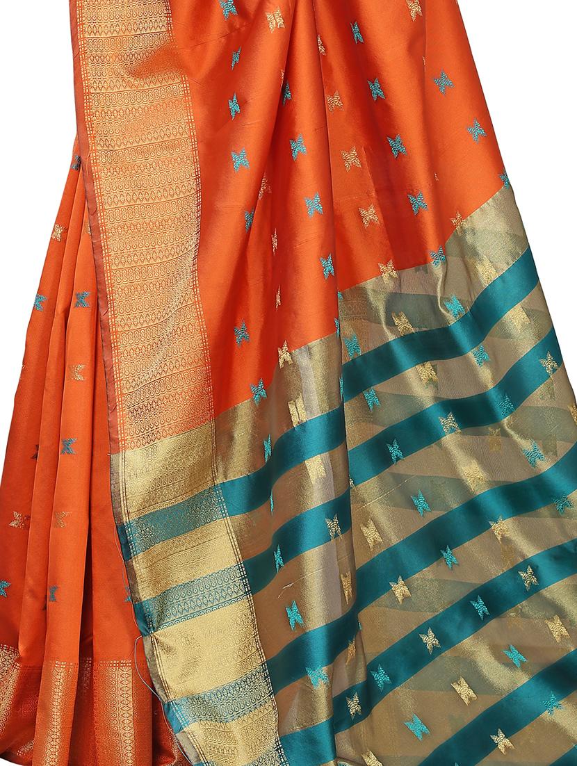 ethnic motifs woven saree with blouse - 17650167 - Standard Image - 3