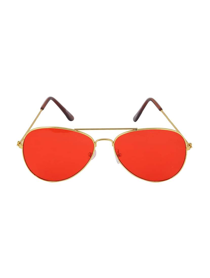 Buy online Tashan Gold Frame With Red Lens Aviator Sunglass from