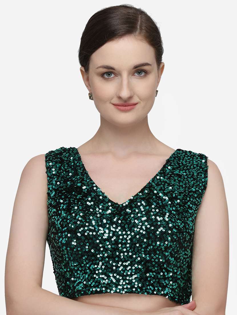 green velvet solid blouse