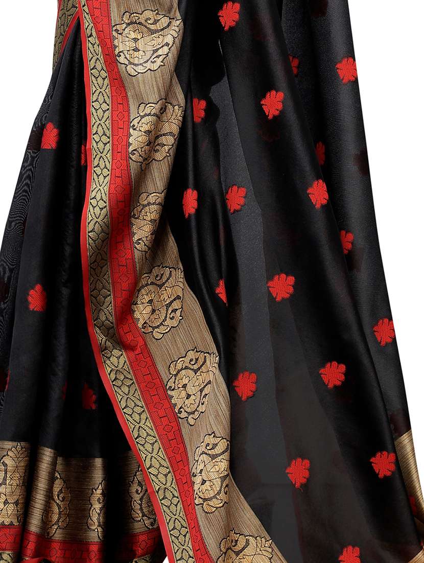 ethnic motifs woven saree with blouse - 17651290 - Standard Image - 3