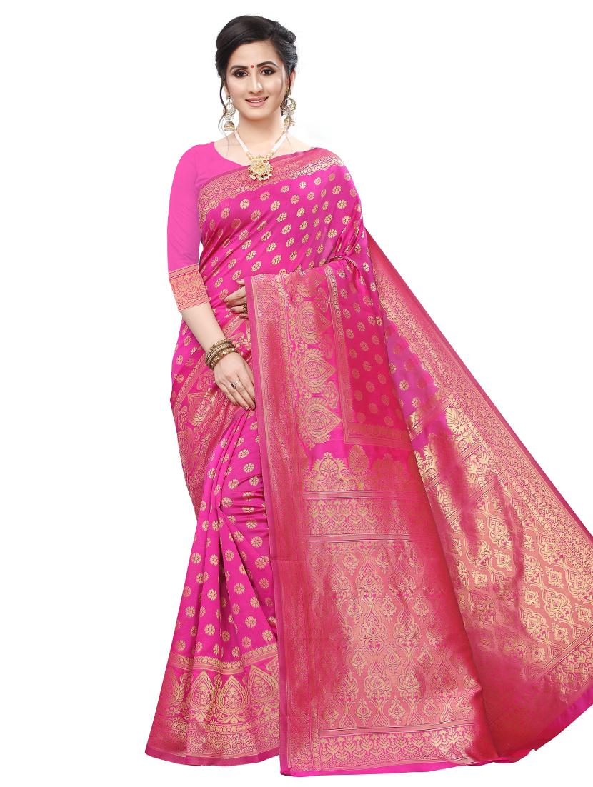 ethnic motifs woven saree with blouse - 17651895 -  Zoom Image - 0